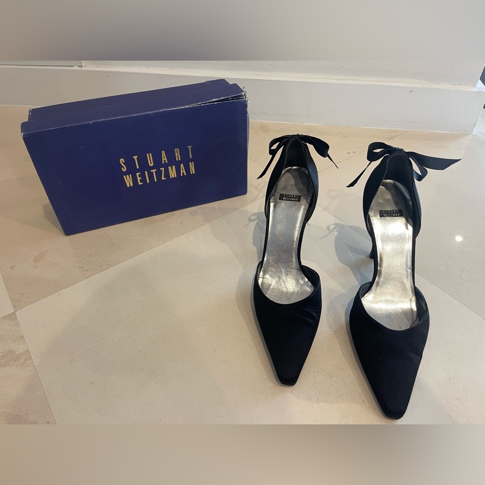 stuart weitzman dressy black silk  heels